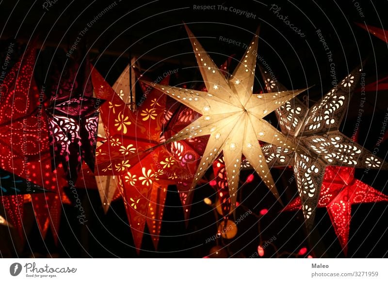 Star lanterns at a Christmas market Christmas & Advent Background picture Beautiful Bright Feasts & Celebrations Colour Multicoloured Decoration Design Detail