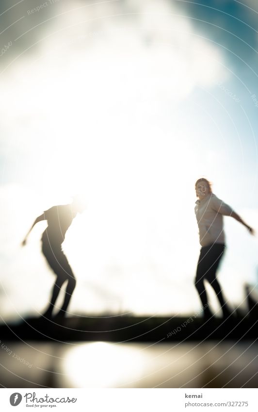 Jumping people Leisure and hobbies Playing Trampoline bouncy castle Human being Masculine Feminine Young woman Youth (Young adults) Young man Life Body 2