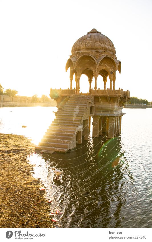 Morning light in India Deserted Architecture Manmade structures Column Nature Sky Water Lake Photography Exterior shot Day Vacation & Travel Travel photography