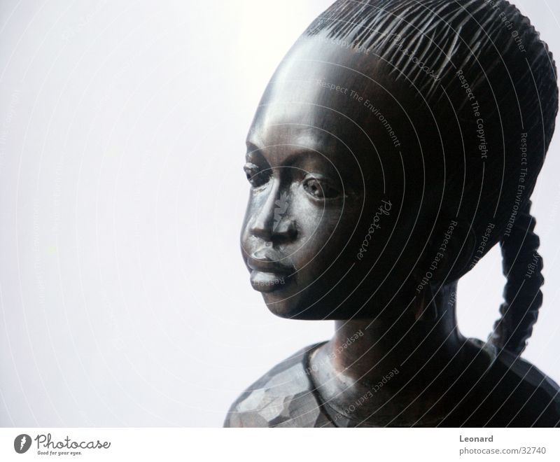 Ebony illustration 2 Art Wood Sculpture Woman Girl Face Human being Africa Statue Wood flour Craft (trade) girs black