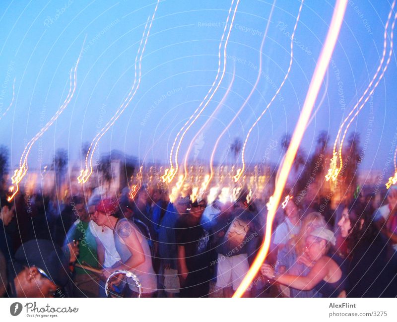 drugged Party Human being Beach party Group Strip of light Long exposure Party goer Exterior shot