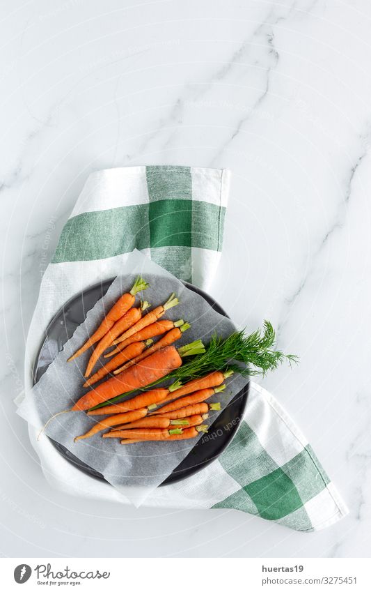 Delicious roasted carrots from above Food Vegetable Herbs and spices Lunch Dinner Vegetarian diet Diet Healthy Eating Fresh Natural Above Orange Carrot