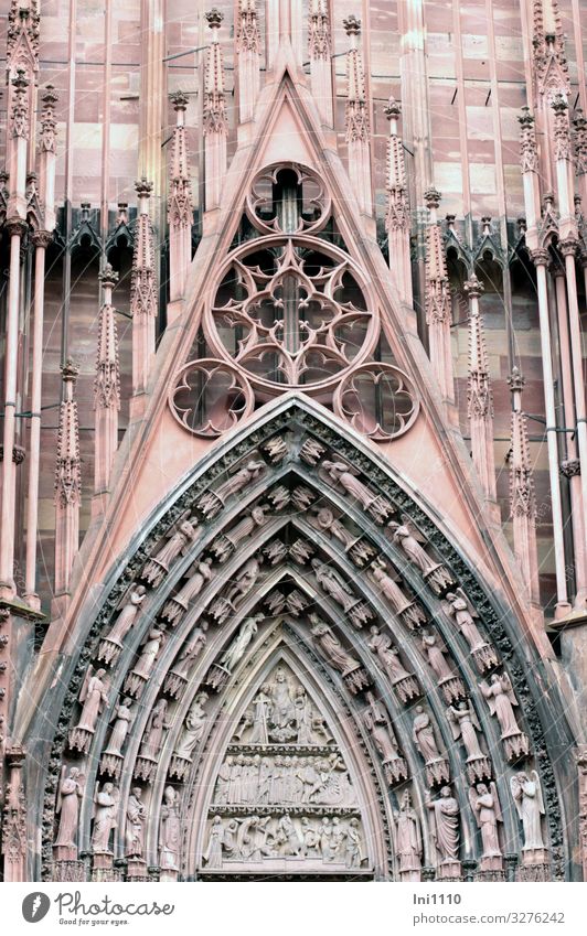 Strasbourg Cathedral Strasbourg cathedral Church Dome Facade Tourist Attraction Landmark Monument Exceptional Sharp-edged Gigantic Historic Section of image