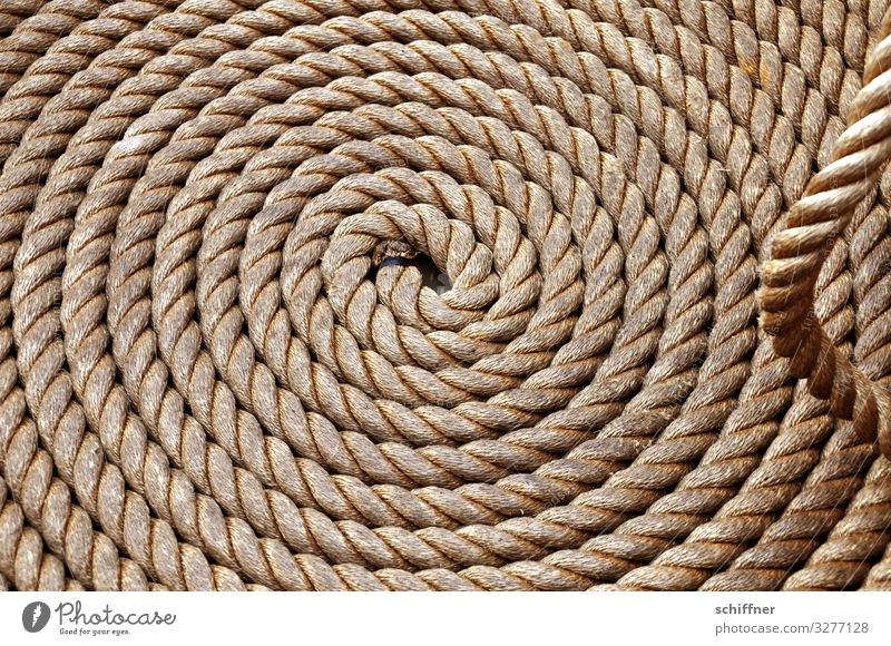 Ship's rope rolled up into a circle Navigation ship Dew Rope Rope team Round Circle Regular Neutral Background Strick rope rigging Lashings