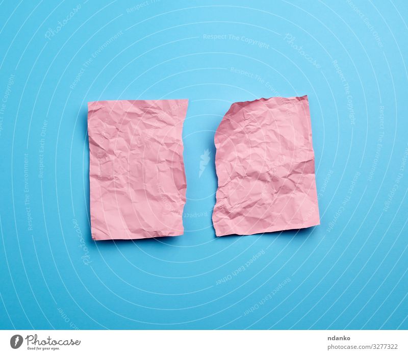 crumpled pink sheet of paper Paper Piece of paper Blue Pink empty textured backdrop Surface Ragged Damage Consistency background Torn edges Communication