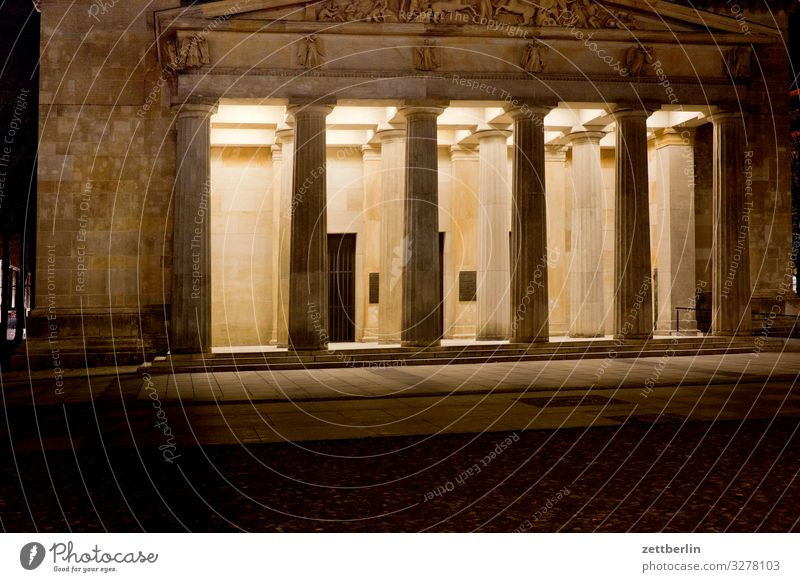 New guard at night Evening Architecture Building Classicism Column Portal Entrance angles Berlin Dark Capital city Night New Guard House Tourism