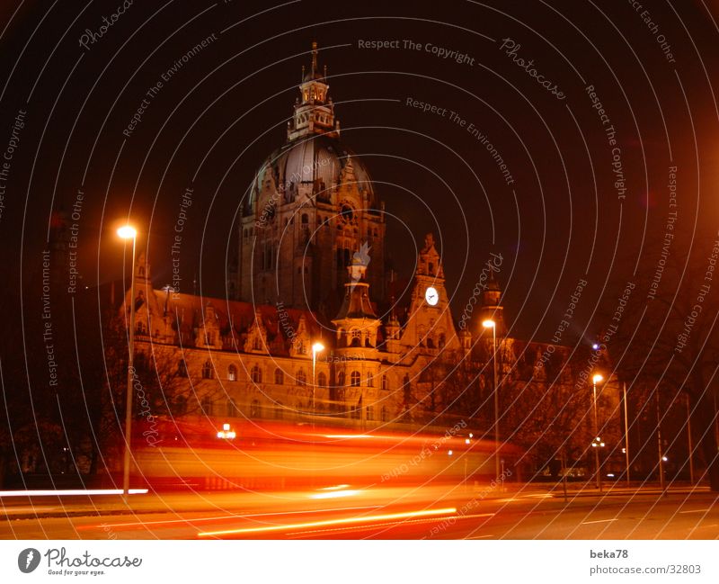 Hanover City Hall City hall Hannover Night Light Stripe Architecture Street