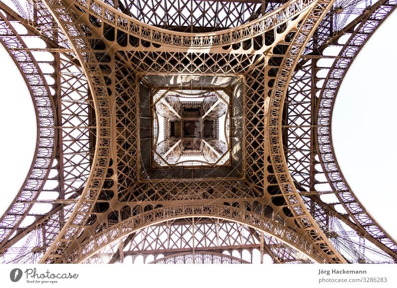 abstract view of details of Eiffel Tower , Paris, France Vacation & Travel Tourism Art Culture Sky Places Architecture Monument Metal Black White background