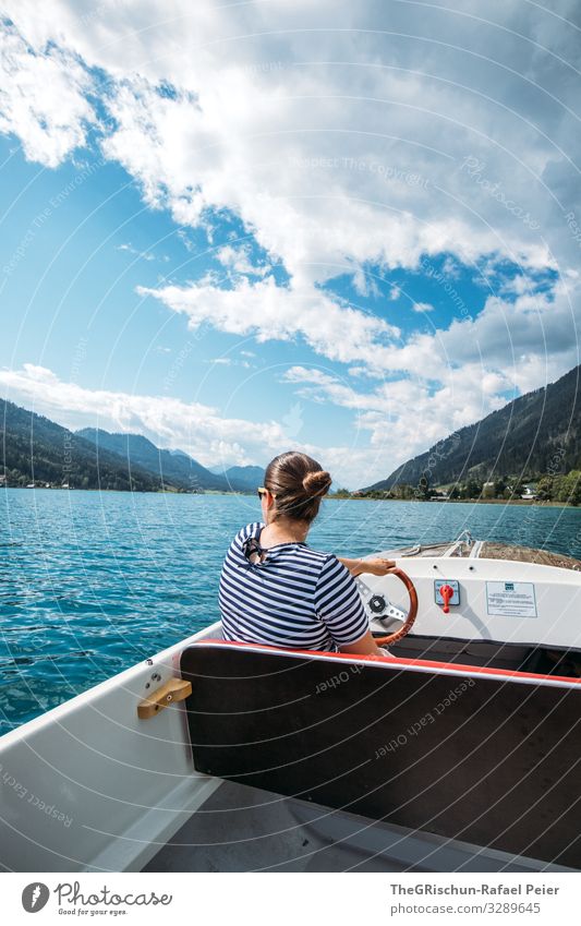 captain Nature Blue Black Silver Turquoise Clouds Watercraft Steering Captain Lake Vacation & Travel Relaxation Swimming & Bathing Navigation Colour photo