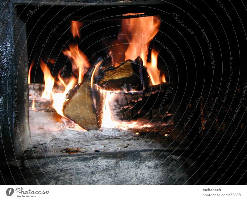 Fireplace in winter quarters Fireside Ski hut Wood Rustling Austria Europe Blaze Warmth Hut Heating by stove