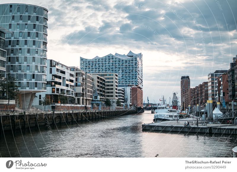 HAMBURG Town Capital city Blue Orange Elbe Philharmonic Hall Hamburg Water House (Residential Structure) Architecture Landmark Old warehouse district Germany