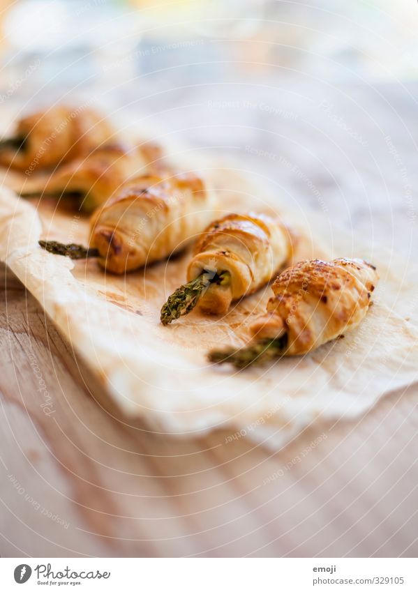 sheathed Vegetable Dough Baked goods Roll Croissant Nutrition Picnic Vegetarian diet Delicious Yellow Asparagus Holiday season Colour photo Interior shot