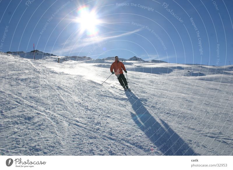 skier Skier Swing Back-light Sports Mountain Snow Shadow Laax Switzerland Berg Sun