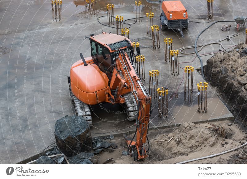 #Construction site and foundation Work and employment Profession Craftsperson Workplace Esthetic Industry Foundations Excavator Colour photo Exterior shot