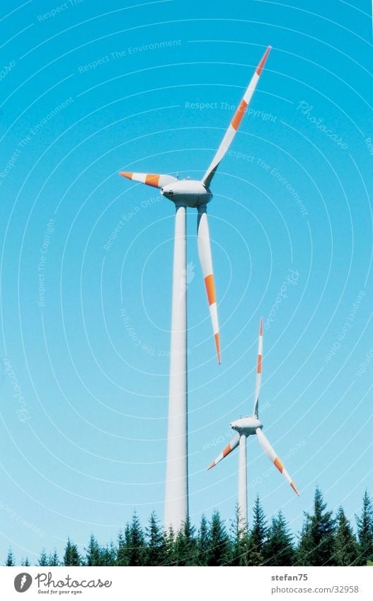 double trouble Electrical equipment Technology Renewable energy Energy industry Wind Wind energy plant wind energy two windmills Nature