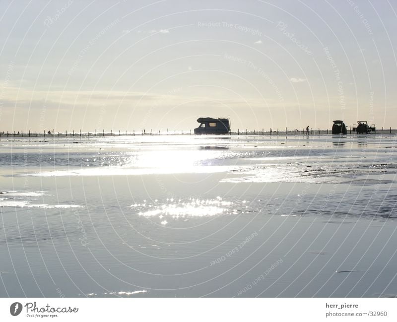 tide at six Beach Mobile home Sunset Camping Waves Water High tide camper van Evening