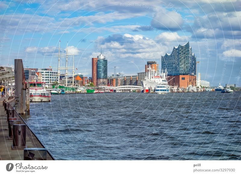 around Port of Hamburg Tourism Water Coast Brook River Town Port City Harbour Manmade structures Building Architecture Transport Watercraft Authentic seaport
