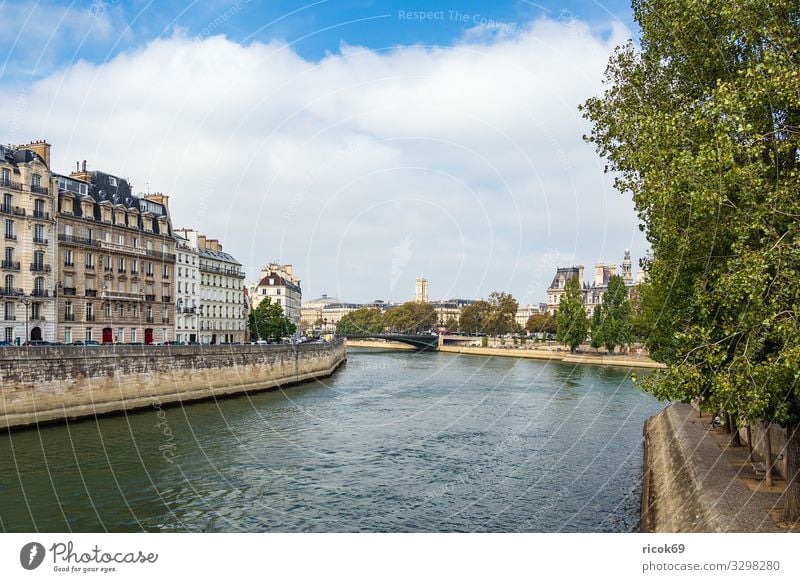 View over the Seine in Paris, France Relaxation Vacation & Travel Tourism City trip House (Residential Structure) Water Clouds Autumn Tree River Town