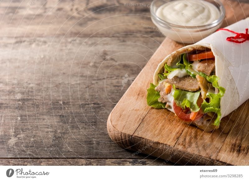 Doner Kebab Or Shawarma Sandwich On Wooden Table A Royalty Free Stock Photo From Photocase