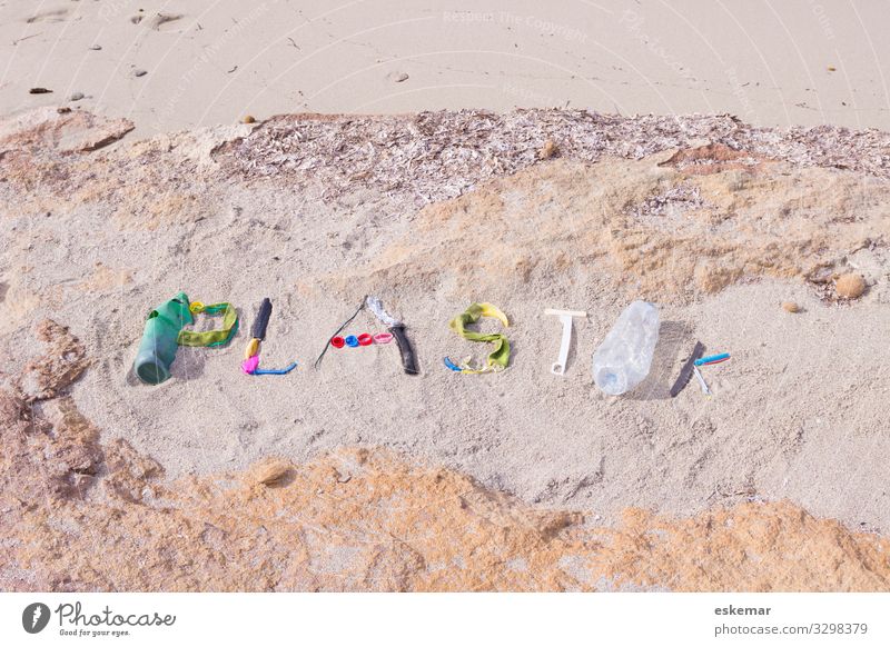 plastic waste Ocean ocean Trash Water Beach filth Environment soiling Word writing lettering nobody Plastic Environmental pollution Recycling Problem Nature