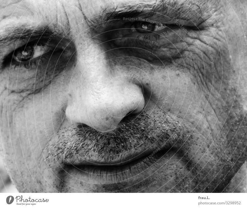 Thoughtful Human being Man Adults Face 1 45 - 60 years Think Looking Dream Sadness Sensitive Attractive Masculine Meditative Black & white photo Exterior shot