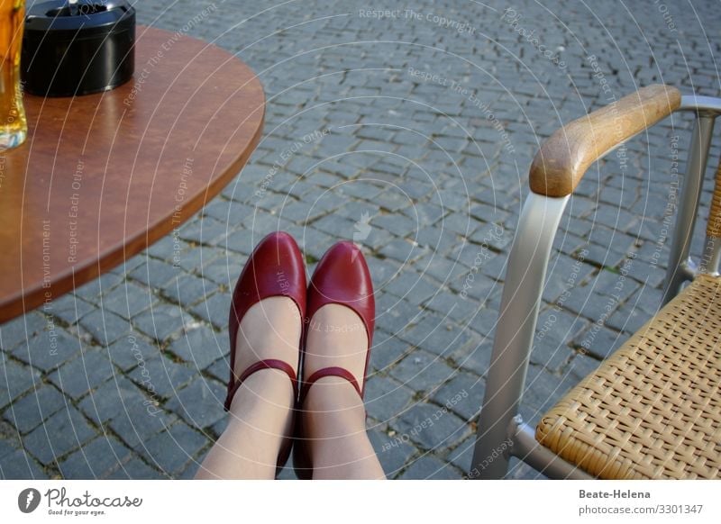 Just a part of you! 2 Human being Woman Legs feet Sit Café Footwear Red Cane chair body part