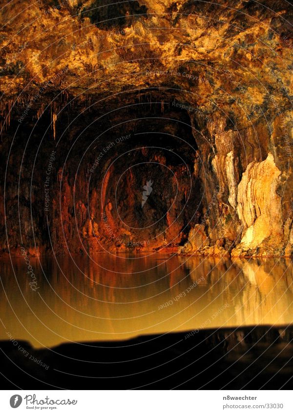 Spring Grotto 1 Cave Reflection Dark Stalactite Underground Uniqueness Beautiful Thuringia Water stalagnites stalactites hall field