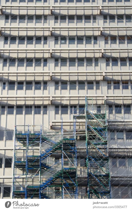 All only facade Construction site Architecture Downtown Berlin High-rise Office building Window Scaffold Authentic Many Safety Conscientiously Modern