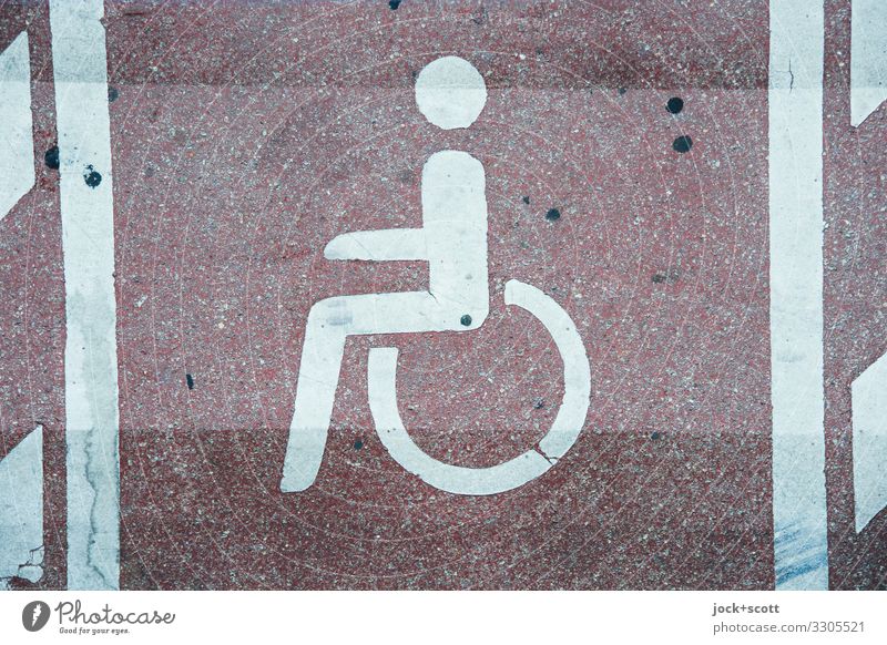 Parking for disabled persons Parking lot Signs and labeling Disability friendly Pictogram Free Under Arrangement Symmetry Surface structure Asphalt Site