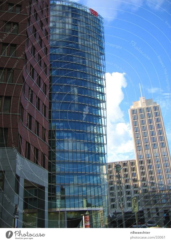 Witty Potsdamer Platz Glas facade Reflection Building Architecture DB tower Berlin Sky Perspective conglomerate