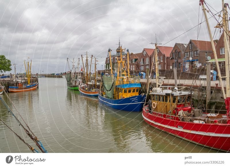 Neuharlingersiel in East Frisia Ocean Culture Water Fishing village Harbour Fishing boat Watercraft Tradition Drop anchor Jetty Crab cutter East Frisland