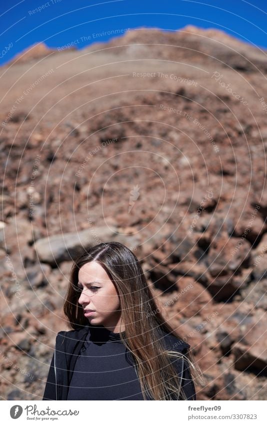 Portrait of a woman on the Teide top Lifestyle Face Vacation & Travel Adventure Freedom Mountain Hiking Human being Feminine Young woman Youth (Young adults)