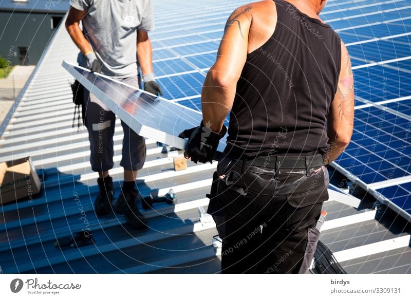 Assemblers lay photovoltaic modules photovoltaics photovoltaic system skilled worker labour Expansion of renewable energy Work and employment Workplace