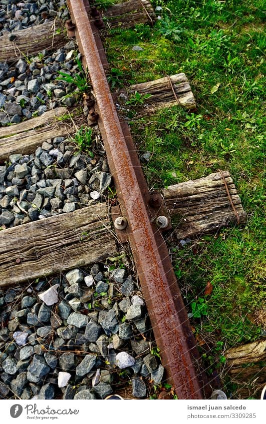 old abandoned railroad track in the station railway railway line train tracks transportation travel industry lane metal metallic infrastructure stone iron