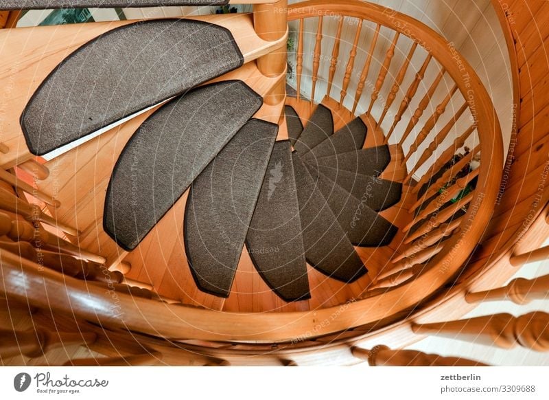 spiral staircase Stairs Winding staircase Wood Wooden ladder Level Go up Descent Carpet Round Spiral Handrail Banister House (Residential Structure)