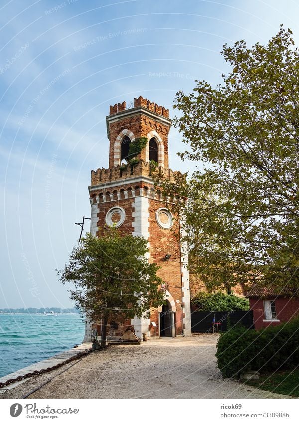 Historical tower in the old town of Venice in Italy Relaxation Vacation & Travel Tourism Water Clouds Town Old town Tower Building Architecture Facade