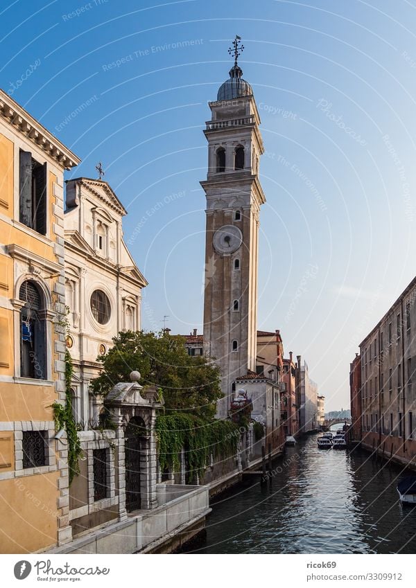 Historical buildings in the old town of Venice in Italy Relaxation Vacation & Travel Tourism House (Residential Structure) Water Clouds Town Old town Tower