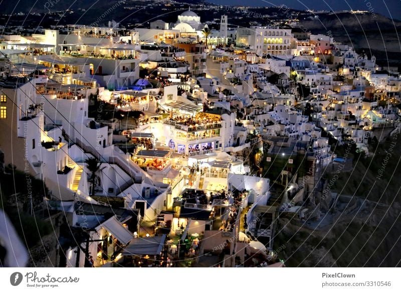 Santorini by night Lifestyle Style Design Vacation & Travel Tourism Trip Summer vacation Night life Entertainment Party Restaurant Club Disco Bar Cocktail bar