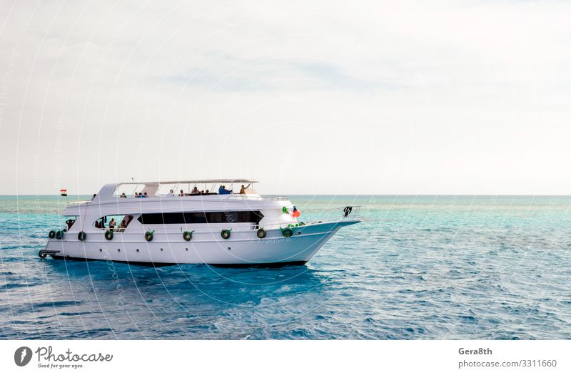 white cruise tourist boat in the Red Sea in Egypt Vacation & Travel Tourism Cruise Beach Ocean Entertainment Dive Nature Landscape Sky Clouds Horizon