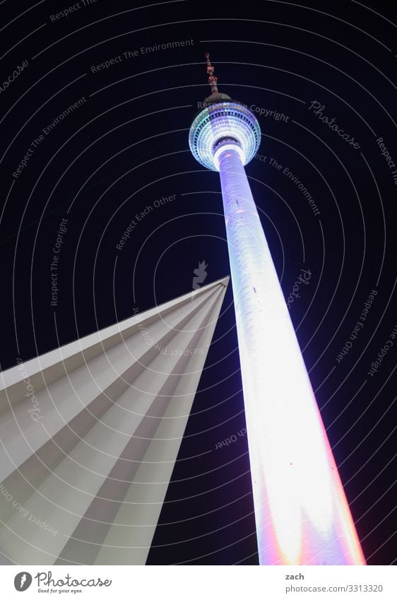 encounters Sky Night sky Berlin Town Capital city Downtown Deserted Tower Architecture Tourist Attraction Landmark Television tower Berlin TV Tower Sharp-edged