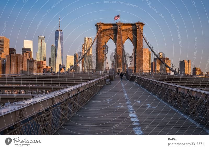 Sunrise on Brooklyn bridge. Lifestyle Wellness Vacation & Travel Tourism Sightseeing City trip Hiking Education Economy Industry Trade Art Architecture