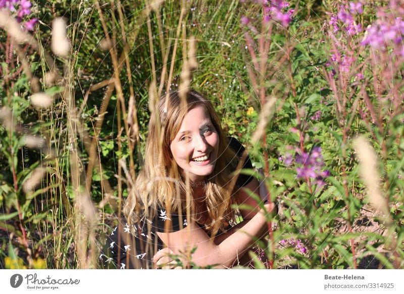 Joie de vivre 4 Young woman Laughter Nature Plant lover Happiness Happy Joie de vivre (Vitality) Exterior shot