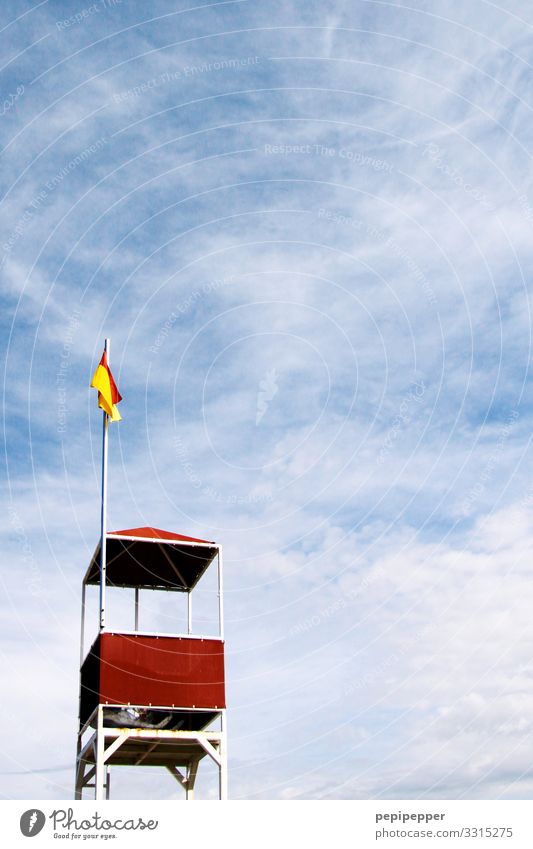 lifeguard Vacation & Travel Tourism Adventure Far-off places Freedom Summer Summer vacation Beach Ocean Sky Beautiful weather Waves Coast Hut Signage