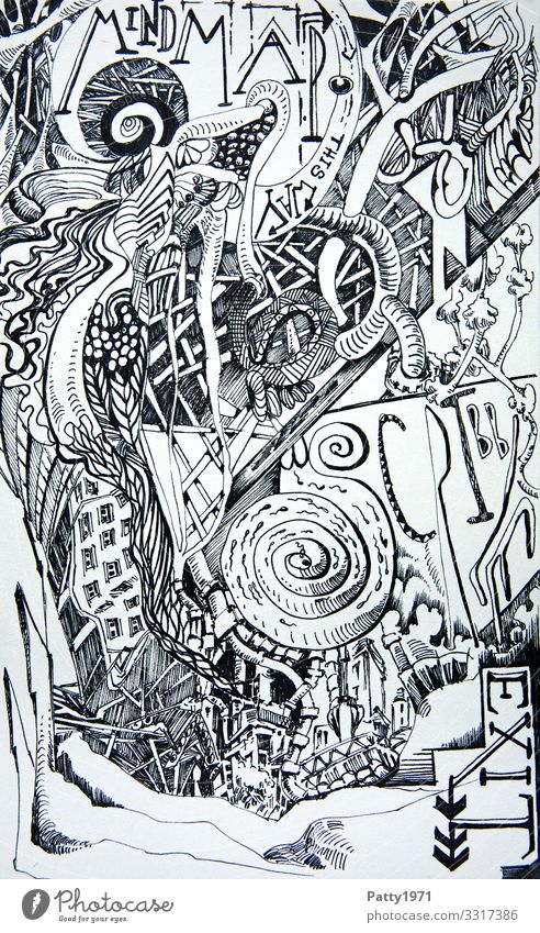 Doodle. Bizarre, surreal shapes and structures drawn in a sketchbook Drawing Chaos doodle Scribbles Abstract Structures and shapes Fantastic Complex Creativity