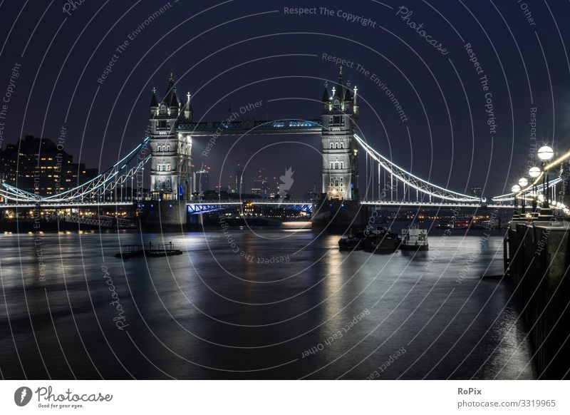 Tower Bridge at night. Lifestyle Style Relaxation Leisure and hobbies Vacation & Travel Tourism Sightseeing City trip Economy Trade Art Architecture Environment