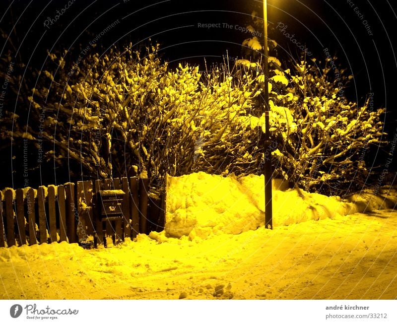 mail Mailbox Winter Fence Night Snow street lamp