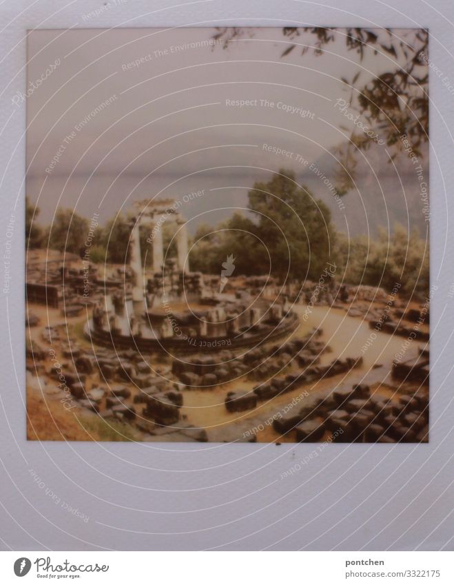 Polaroid photo ruin of Delphi Vacation & Travel Tourism Trip Sightseeing Old Famousness Ruin Ancient Greece Antiquity Excavation Zeuss legendary World heritage