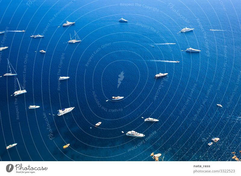 Yachts near island Capri above aerial bay beautiful blue boat capri coast destination europe famous italian italy landscape mediterranean nature outdoor