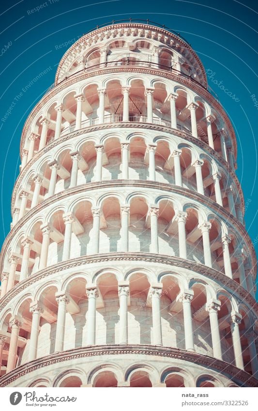 Close up of leaning tower of Pisa vintage retro toned ancient art attraction pisa tower construction history square marble heritage piazza dei miracoli miracle
