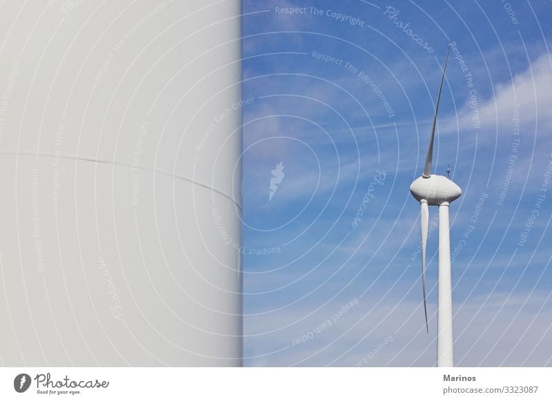 Wind turbine for electric power production.Ecological energy. Industry Energy industry Technology Environment Nature Landscape Sky Blue Green White turbines